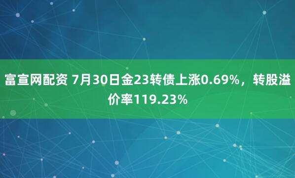 富宣网配资 7月30日金23转债上涨0.69%,转股溢价率119.23%